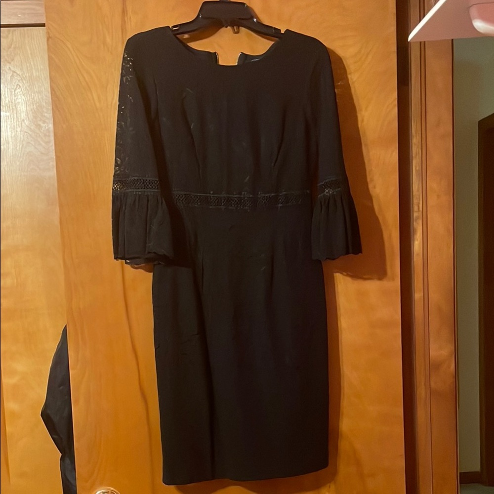 Tommy Hilfiger Black Sheath Dress with Bell Sleeves